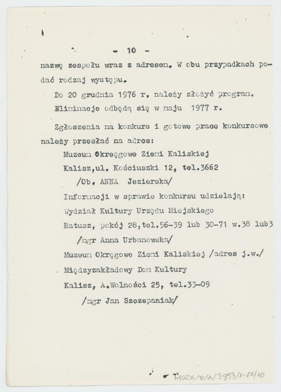 Uchrońmy od zapomnienia Folklor Kalisza - warunki konkursu, cz. 2