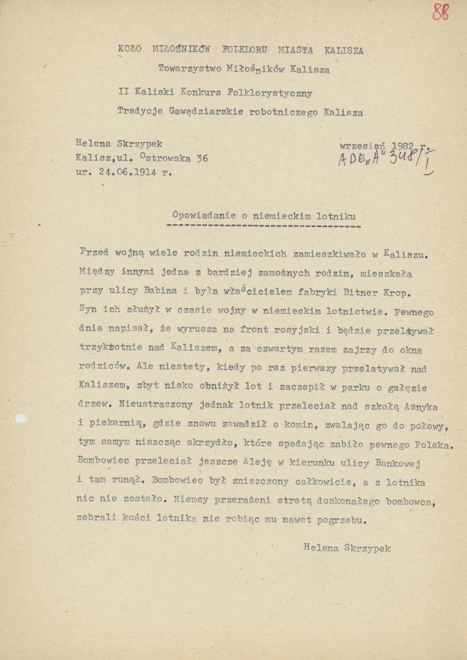 Opowiadanie o niemieckim lotniku