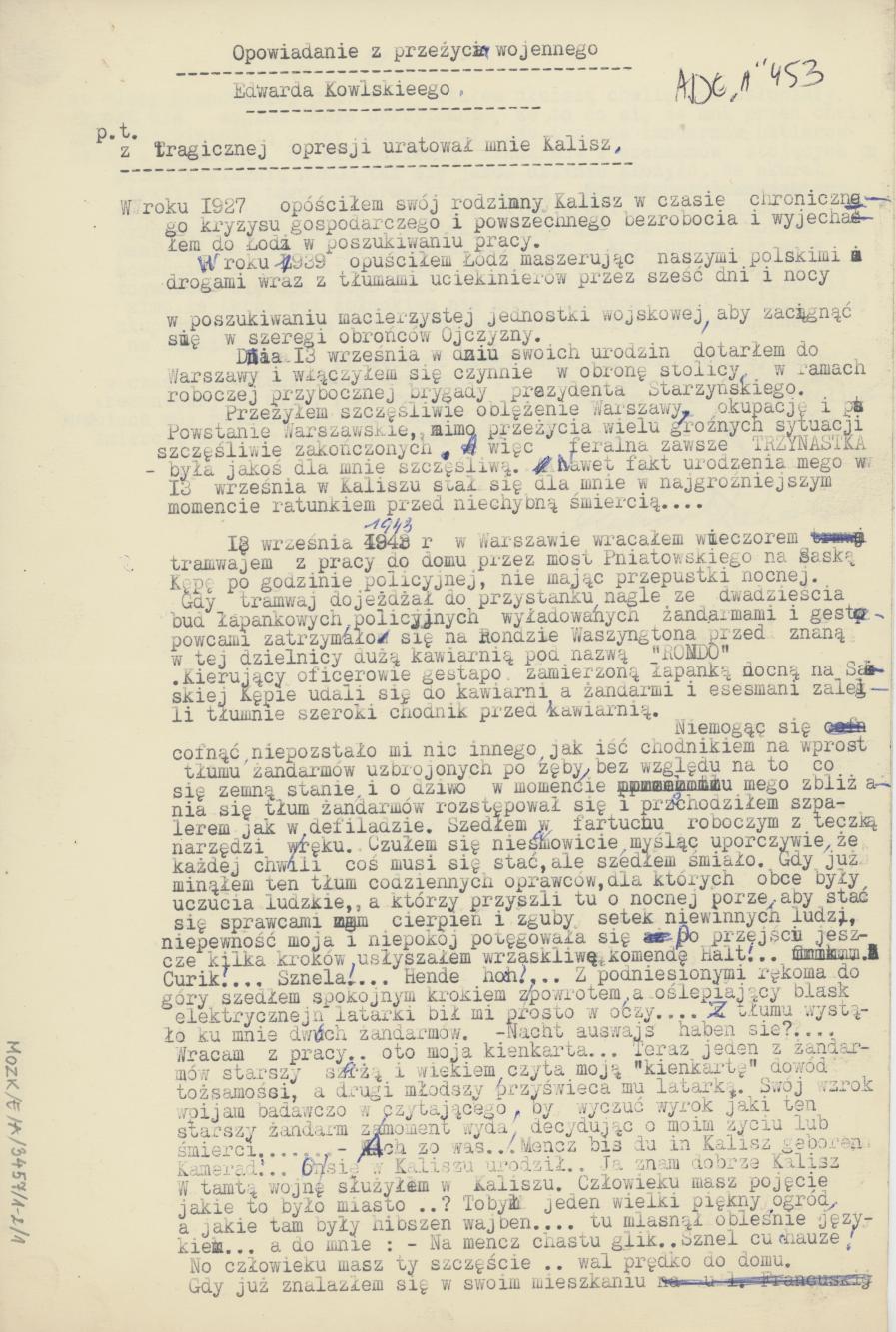 Opowiadanie z przeżycia wojennego