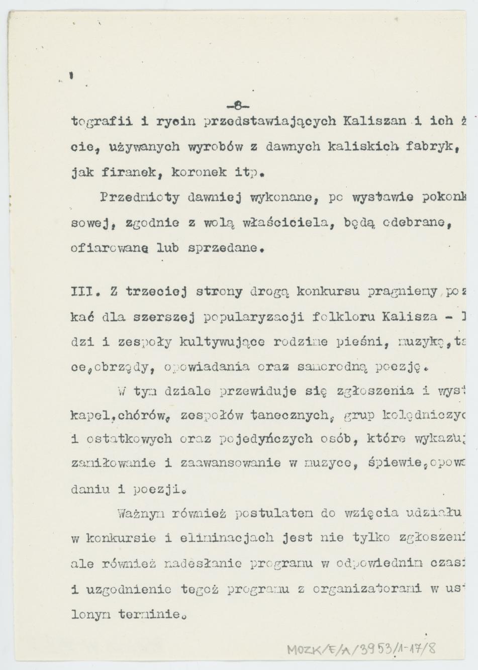 Uchrońmy od zapomnienia Folklor Kalisza - warunki konkursu, cz. 1
