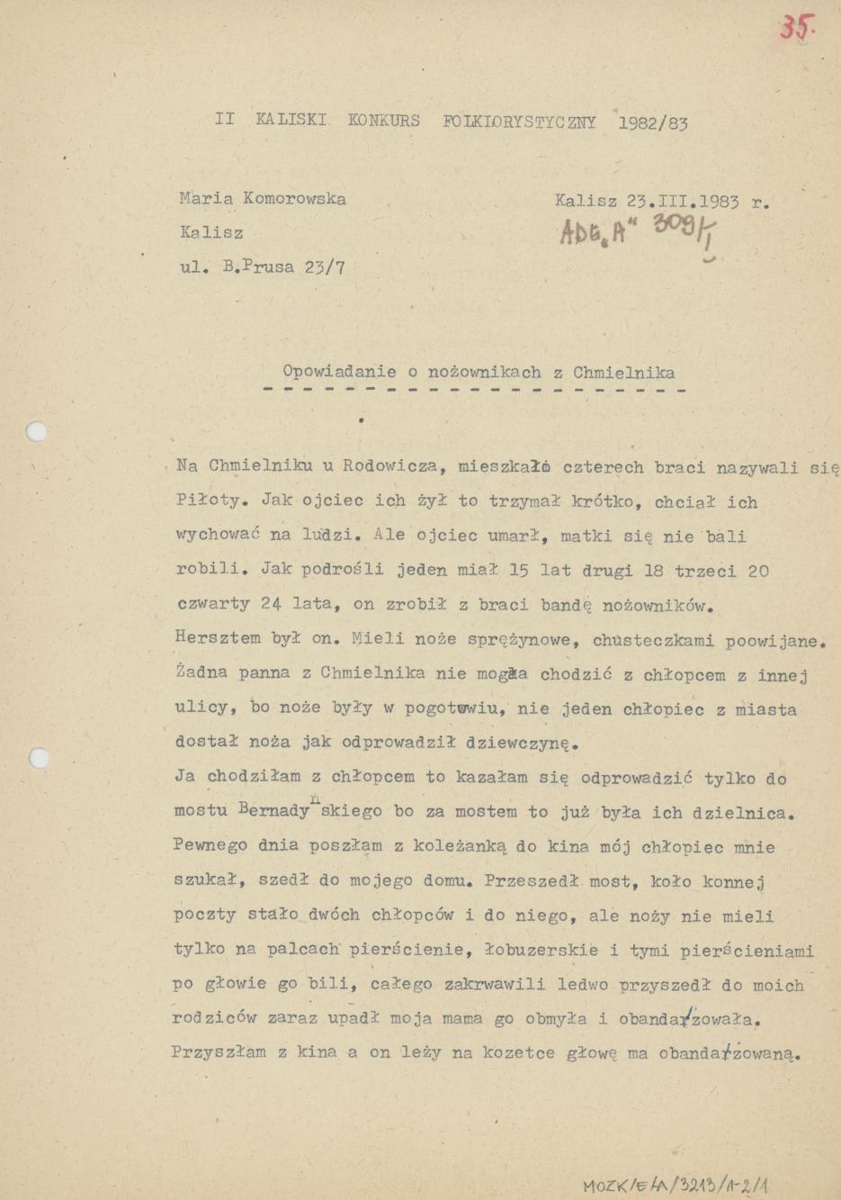 Opowiadanie o nożownikach z Chmielnika