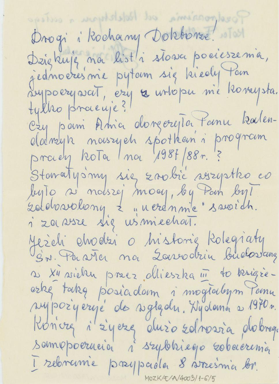 List adresowany do Jana Piotra Dekowskiego