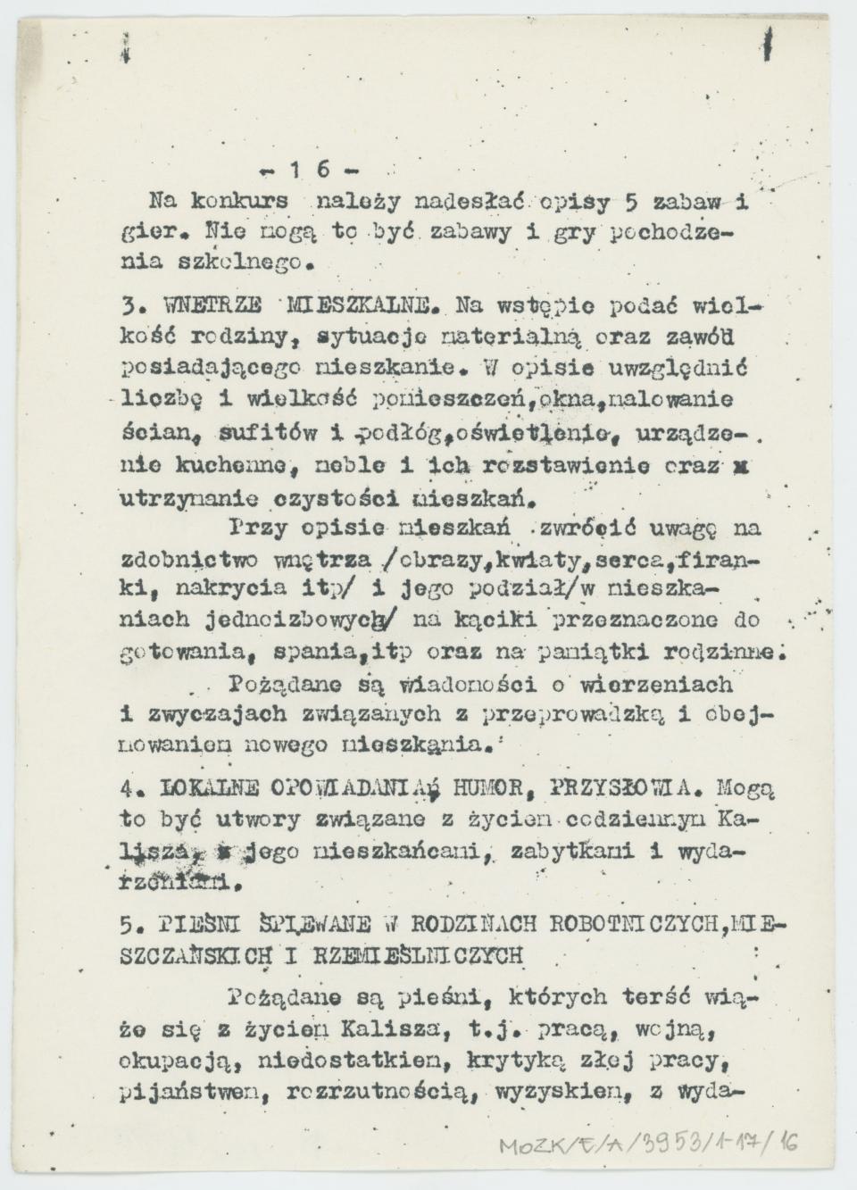 Uchrońmy od zapomnienia Folklor Kalisza - warunki konkursu, cz. 2