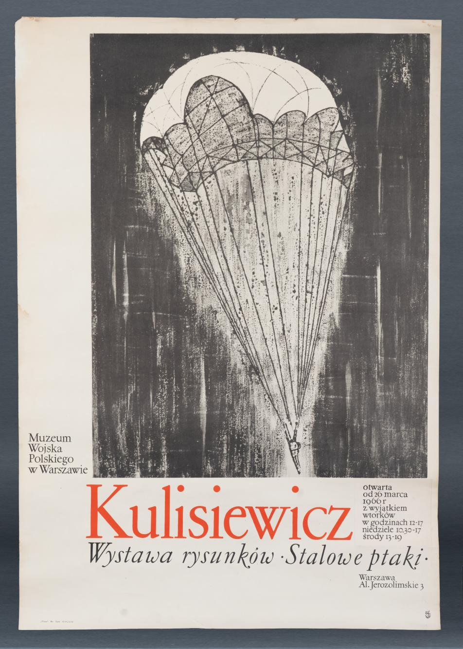 Plakat wystawy, Kulisiewicz. Wystawa rysunków Stalowe Ptaki