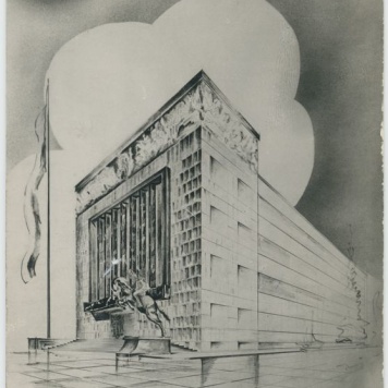 Projekt gmachu przysposobienia wojskowego im. Marszałka Józefa Piłsudskiego w Kaliszu autorstwa Witolda Wardęskiego