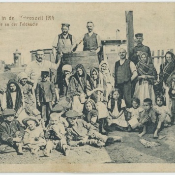 Gaste an der Feldkuche, Kalisch in de Krieaszeit 1914