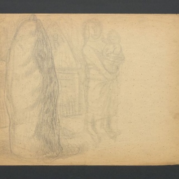 Kobieta z dzieckiem; Narzędzia w ziemi