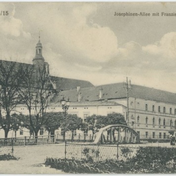 Josephinen-Allee mit Franziskanerkirche, Kalisch 1914/1915