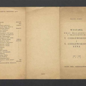 Ulotka dot. wystawy prac malarskich i graficznych T. Cieślewskiego i T. Cieślewskiego syna