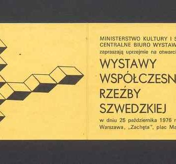 Zaproszenie na otwarcie wystawy współczesnej rzeźby szwedzkiej