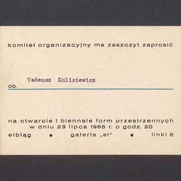 Zaproszenie na otwarcie I Biennale Form Przestrzennych