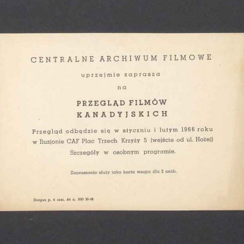 Zaproszenie na przegląd filmów kanadyjskich