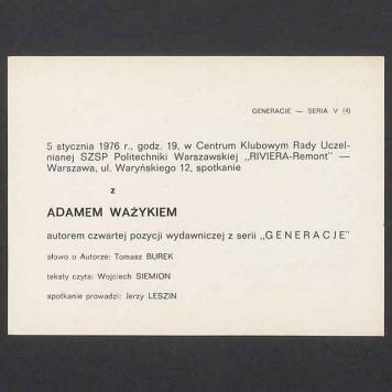 Informacja o spotkaniu z Adamem Ważykiem