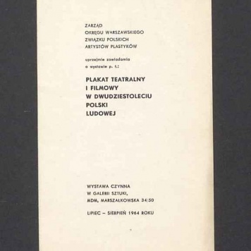 Zawiadomienie o wystawie "Plakat teatralny i filmowy w dwudziestoleciu Polski Ludowej"