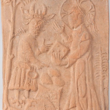 Kafel ze sceną kuszenia Chrystusa