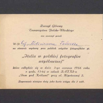 Zaproszenie na otwarcie wystawy "Italia w polskiej fotografice współczesnej"