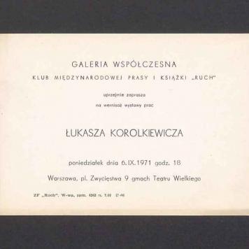 Zaproszenie na wernisaż wystawy prac Łukasza Karolkiewicza