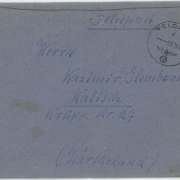Koperta przesyłki poczty polowej adresowanej do Kazimierza Głębowskiego