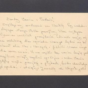 Drodzy Basiu i Tadziu! Dziękujemy serdecznie za kartkę [...]