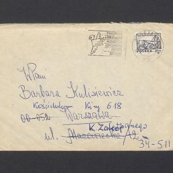 Koperta, adr. W. Pani Barbara Kulisiewicz