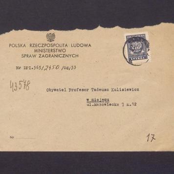 Koperta, adr. Obywatel Tadeusz Kulisiewicz