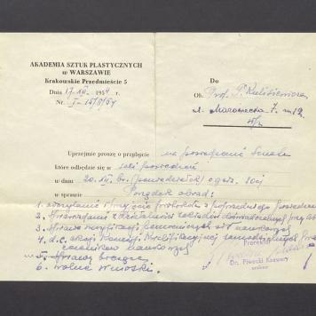 Akademia Sztuk Plastycznych: prośba o przybycie na posiedzenie senatu