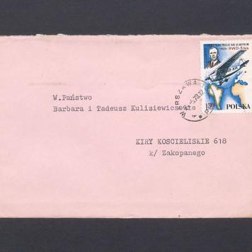 Koperta, adr. W Państwo Barbara i Tadeusz Kulisiewiczowie