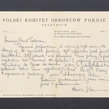 Szanowny Panie Tadeuszu [...]