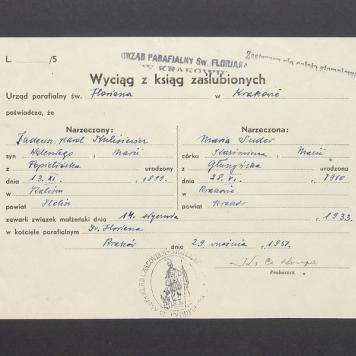 Wyciąg z księgi zaślubin