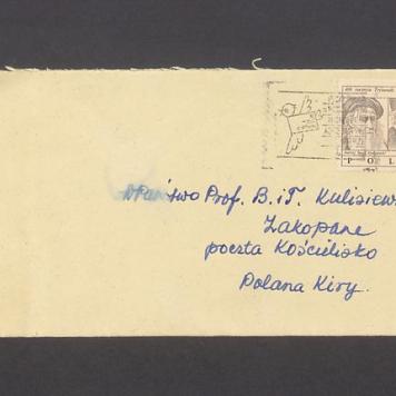 Koperta, adr. W. Państwo Prof. B. i T. Kulisiewicz