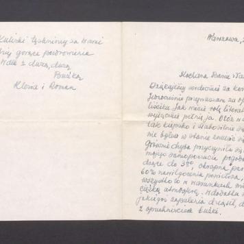 Kochana Basiu i Tadziu, Dziękujemy serdecznie za kartkę [...]