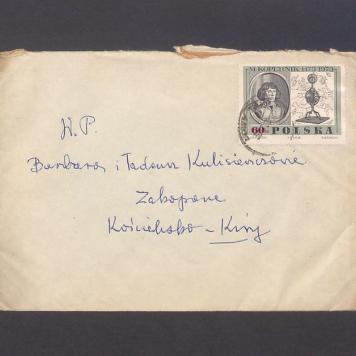 Koperta, adr. W. P. Barbara i Tadeusz Kulisiewiczowie