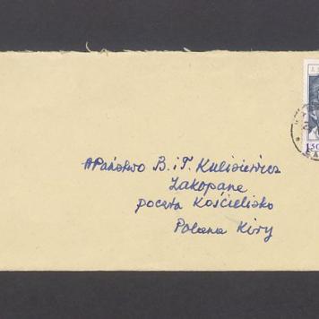 Koperta, adr. WPaństwo B. i T. Kulisiewicz
