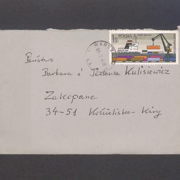 Koperta, adr. Państwo Barbara i Tadeusz Kulisiewicz