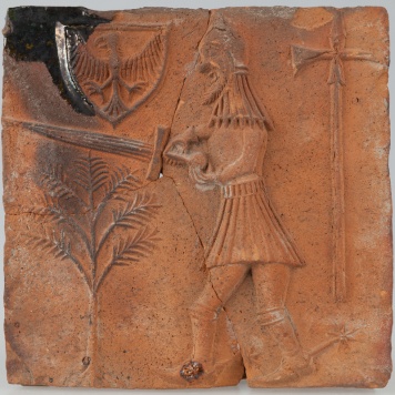 Kafel z rycerzem i herbem Orzeł