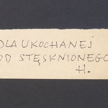 Karteczka z tekstem: "Dla Ukochanej od Stęsknionego H."