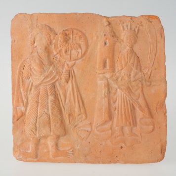 Kafel ze św. Janem Chrzcicielem i św. Barbarą