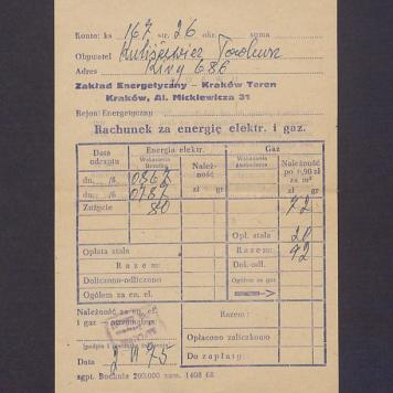Rachunek za energię elektryczną i gaz