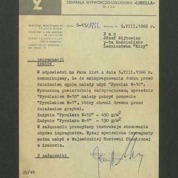 Informacja dot. impregnacji domu