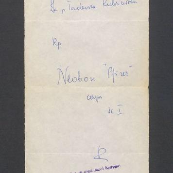 Recepta dla T. Kulisiewicza na lek Neobon wystawiona przez doc. dr  med. Józefa Rydygiera