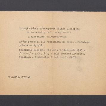 Zaproszenie na spotkanie z Jarosławem Iwaszkiewiczem