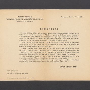 Komunikat z Zarządu Głównego Związku Polskich Artystów Plastyków