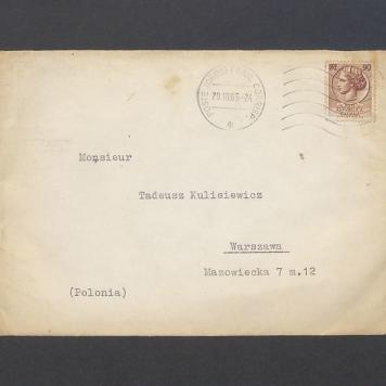 Koperta, nad. Prof. Camillo Lenti, Instituto di Chemica Biologica