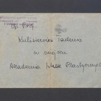 Koperta, nad. Ministerstwo Kultury i Sztuki