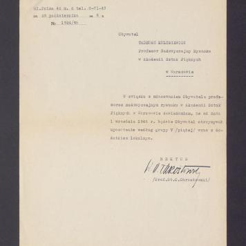 Informacja o zmianie uposażenia w związku z mianowaniem na prof. nadzwyczajnego