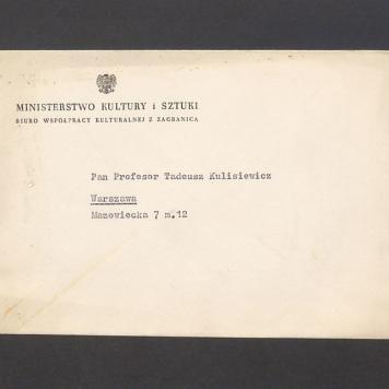Koperta, nad. Ministerstwo Kultury i Sztuki
