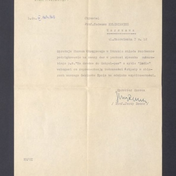 Muzeum Okręgowe w Toruniu: podziękowania za rysunek "Na drodze do Mahpalpur" 