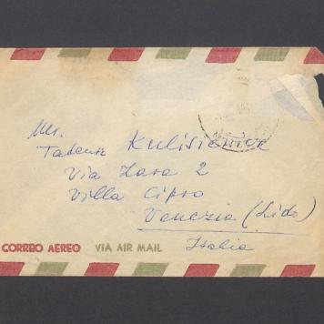 Koperta, adr. Mr. Tadeusz Kulisiewicz