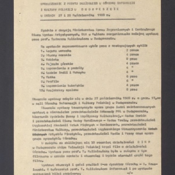 Sprawozdanie z pobytu służbowego w ośrodku informacji i kultury polskiej w Budapeszcie