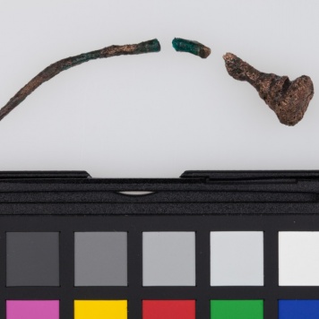 Szpila brązowa o główce poprzecznie żebrowanej i trzpieniu o przekroju okrągłym